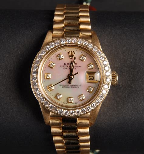 rolex damenuhr oyster perpetual datejust automatik mit 10 diamanten|Rolex lady Datejust gold.